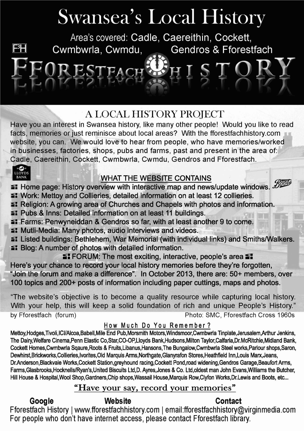 Fforestfach History Flyer October 2013