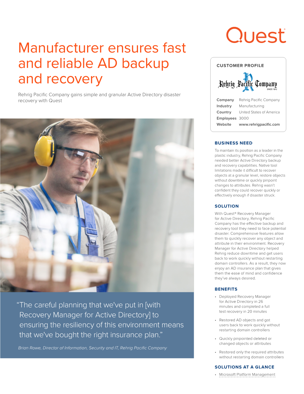 Rehrig Ensures Fast and Reliable AD Backup And