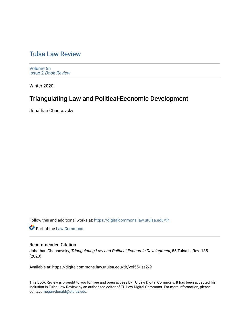 Triangulating Law and Political-Economic Development