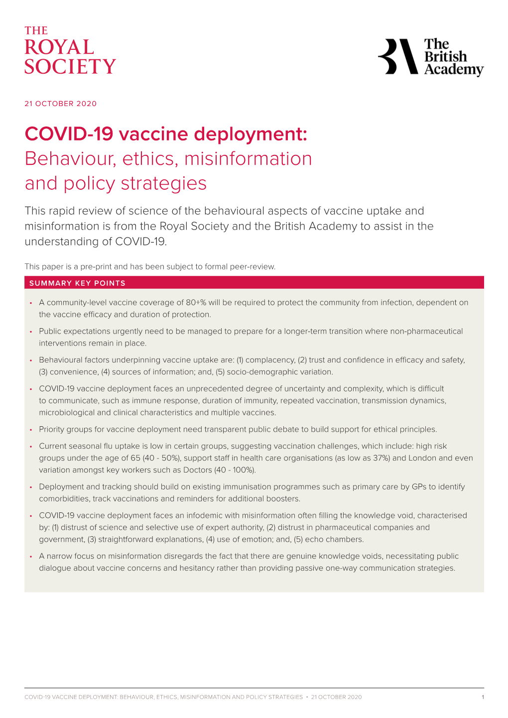 COVID-19 Vaccine Deployment: Behaviour, Ethics, Misinformation