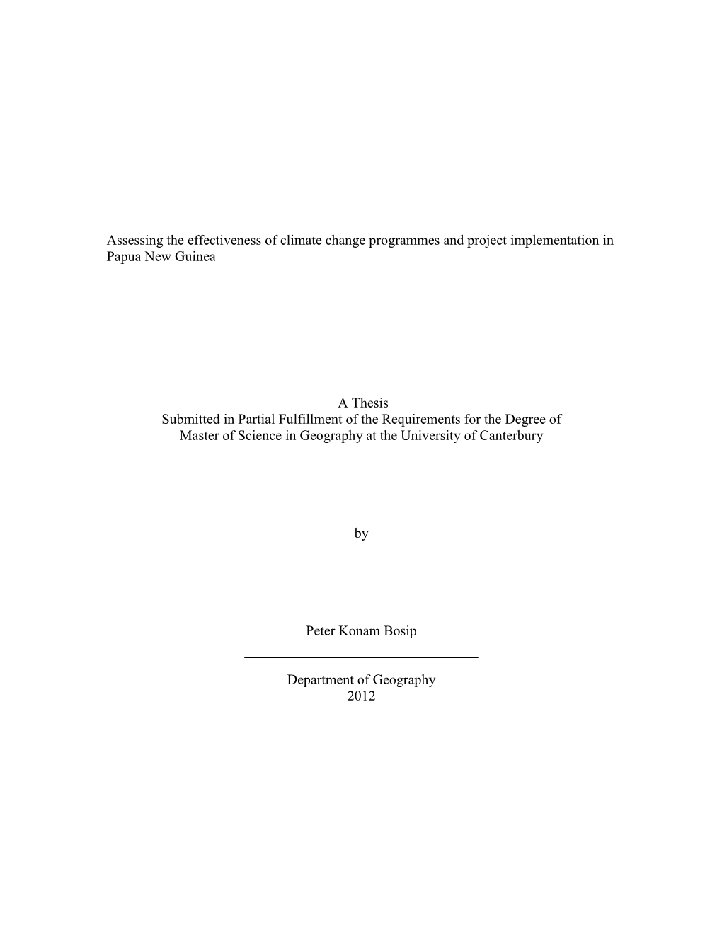 Assessing the Effectiveness of Climate Change Programmes and Project Implementation in Papua New Guinea