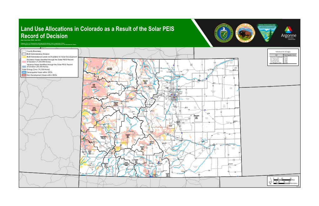 Land Use Allocations in Colorado As a Result of the Solar PEIS Record of Decision Data from Solar PEIS, July 2012