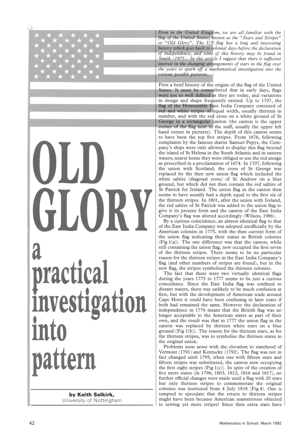 Old Glory: a Practical Investigation Into Pattern