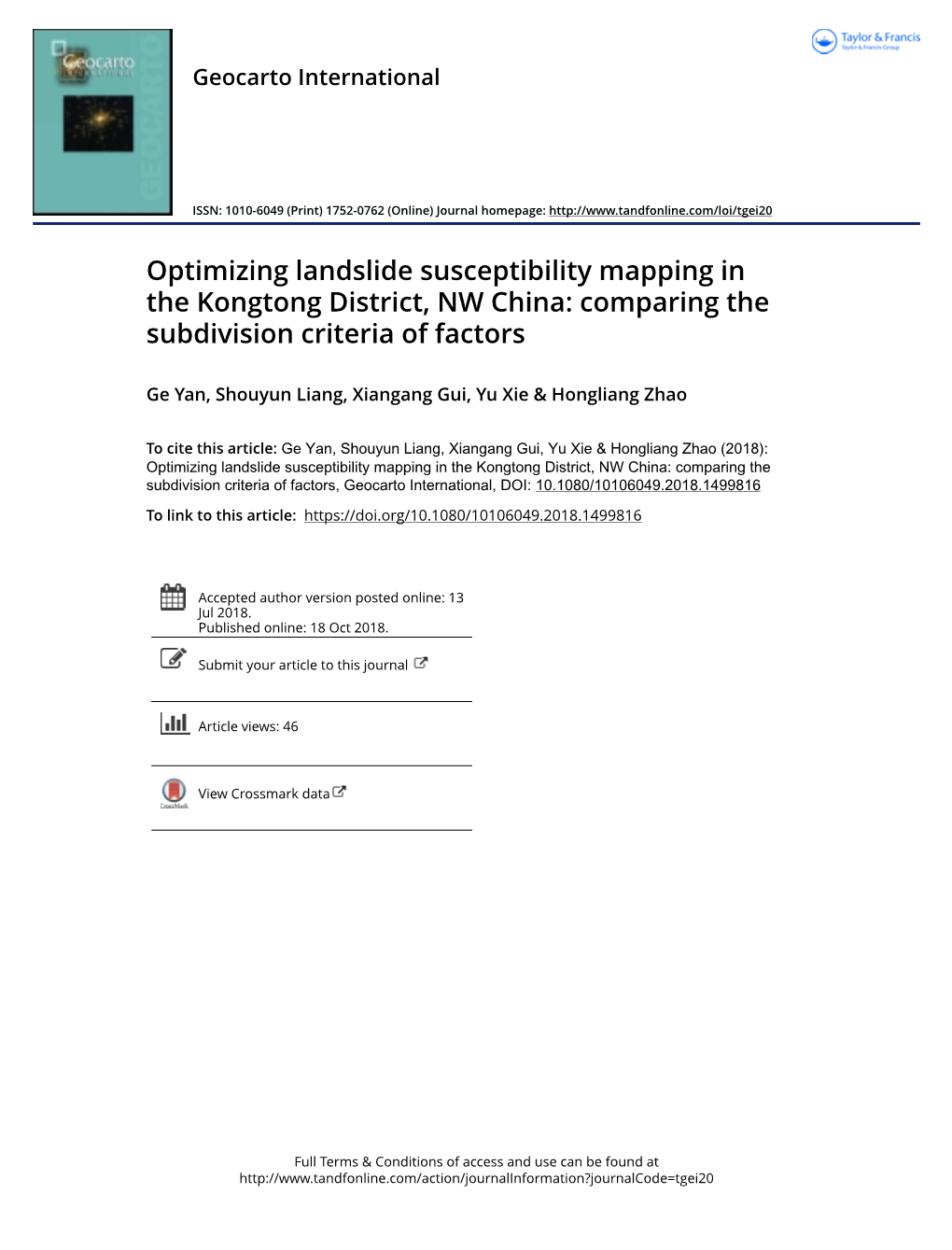 Optimizing Landslide Susceptibility Mapping in the Kongtong District, NW China: Comparing the Subdivision Criteria of Factors