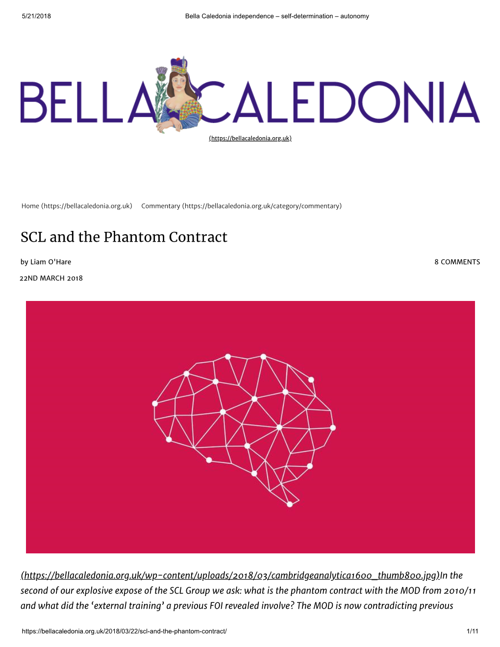 SCL and the Phantom Contract. Bella Caledonia.Org