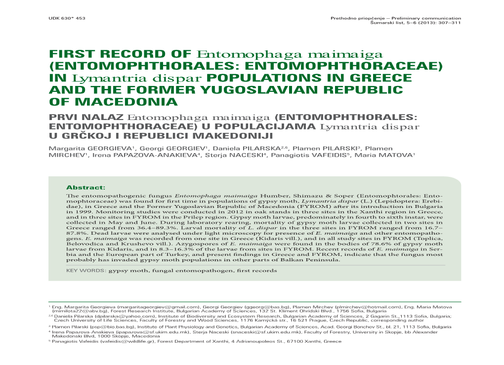Entomophthorales: Entomophthoraceae