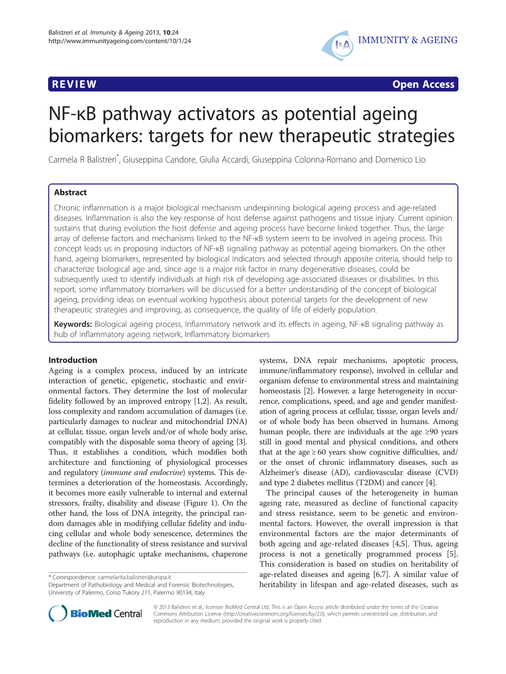 NF-Κb Pathway Activators As Potential Ageing