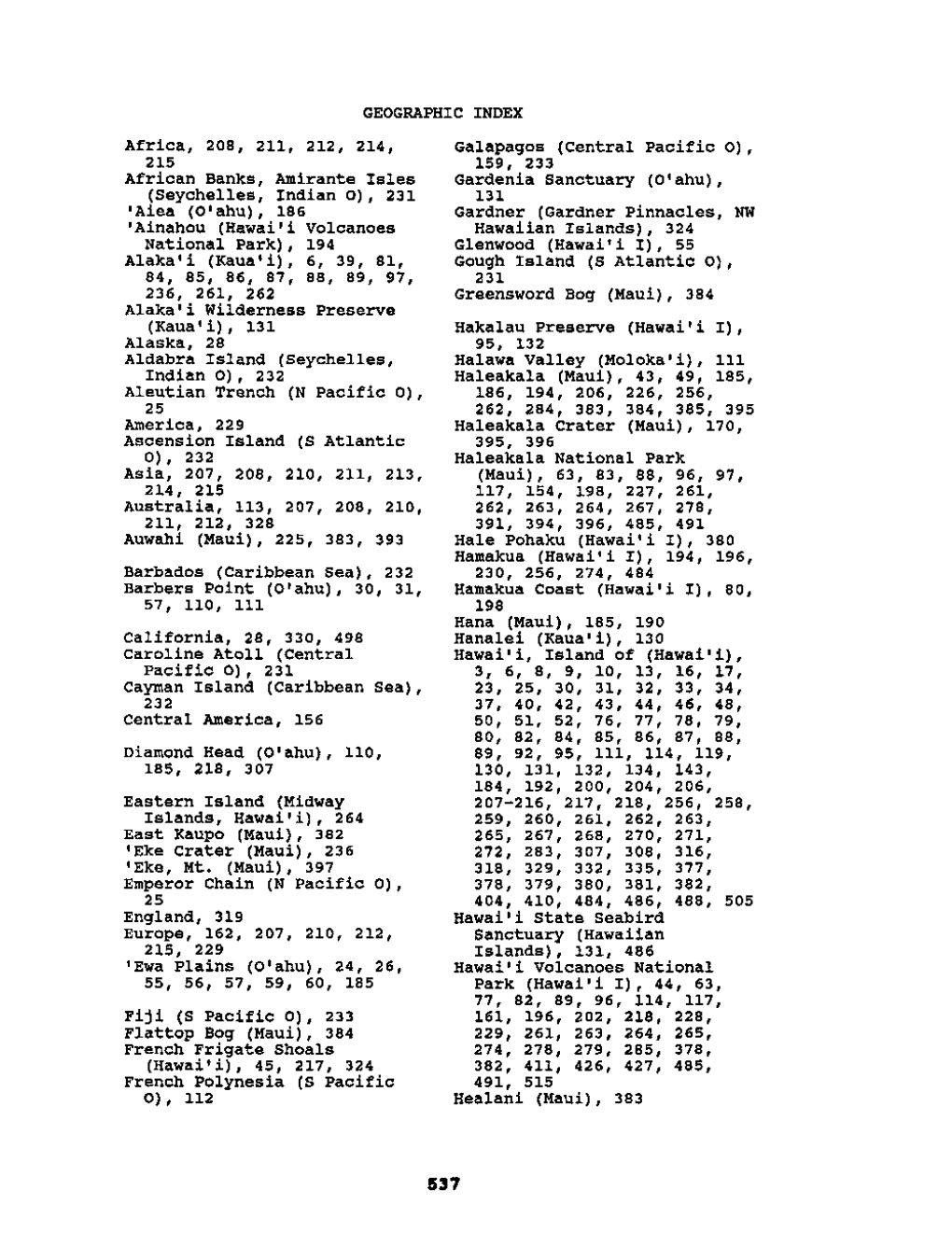 Geographic Index