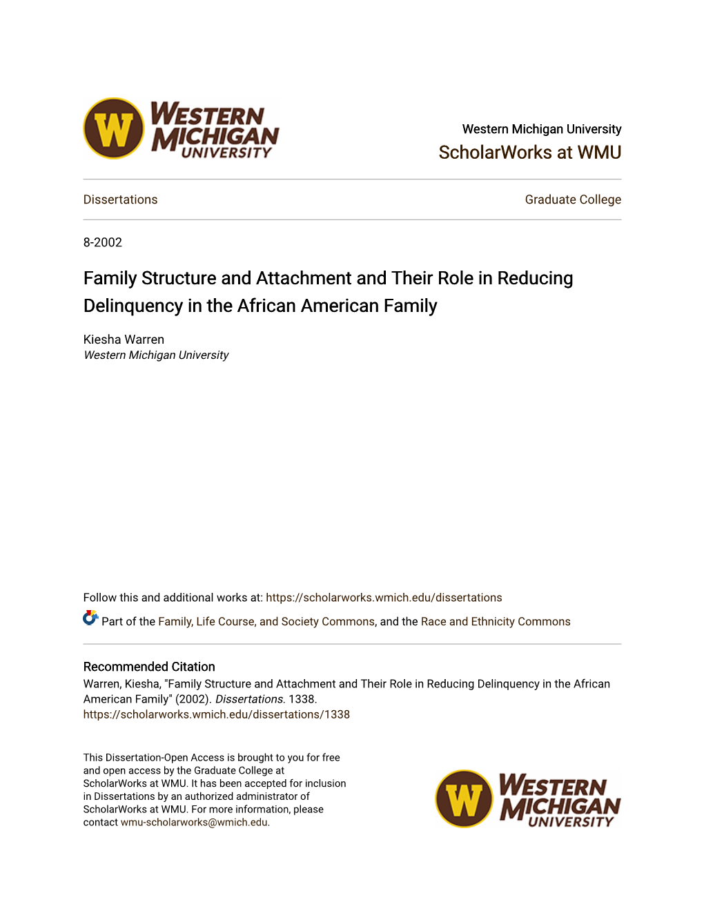 Family Structure and Attachment and Their Role in Reducing Delinquency in the African American Family