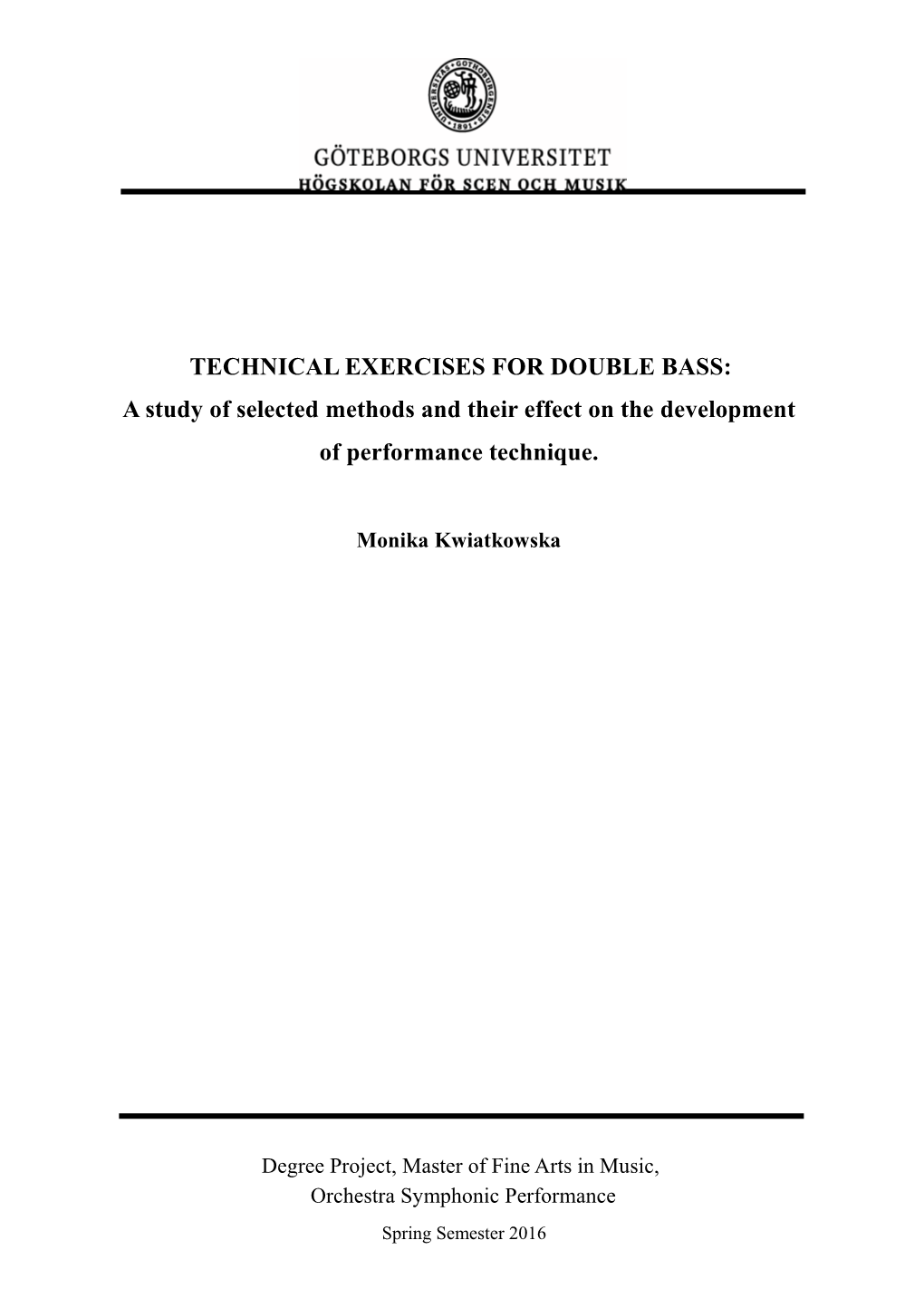 Technical Exercises for Double Bass