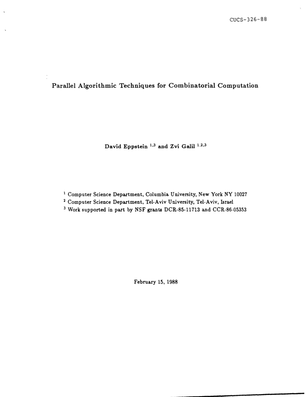 Parallel Algorithmic Techniques for Combinatorial Computation