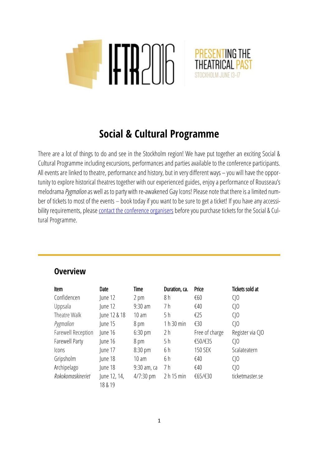 Social & Cultural Programme