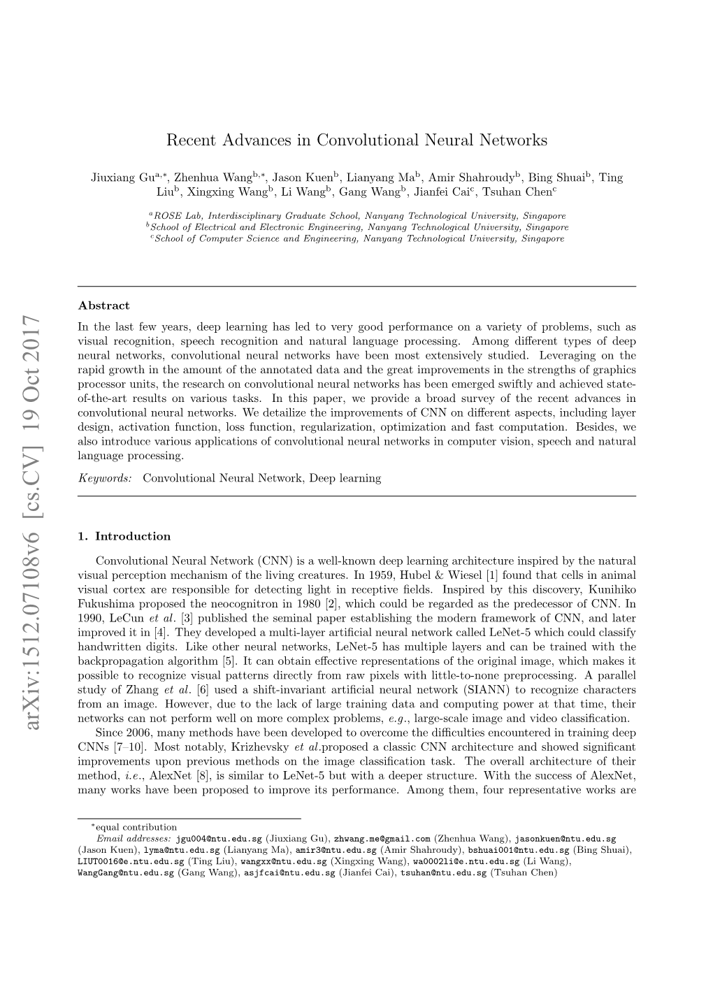 Recent Advances in Convolutional Neural Networks