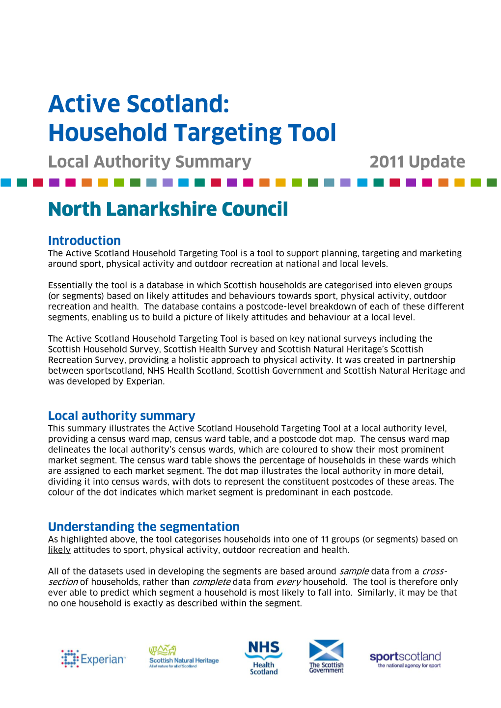 Active Scotland: Household Targeting Tool Local Authority Summary 2011 Update