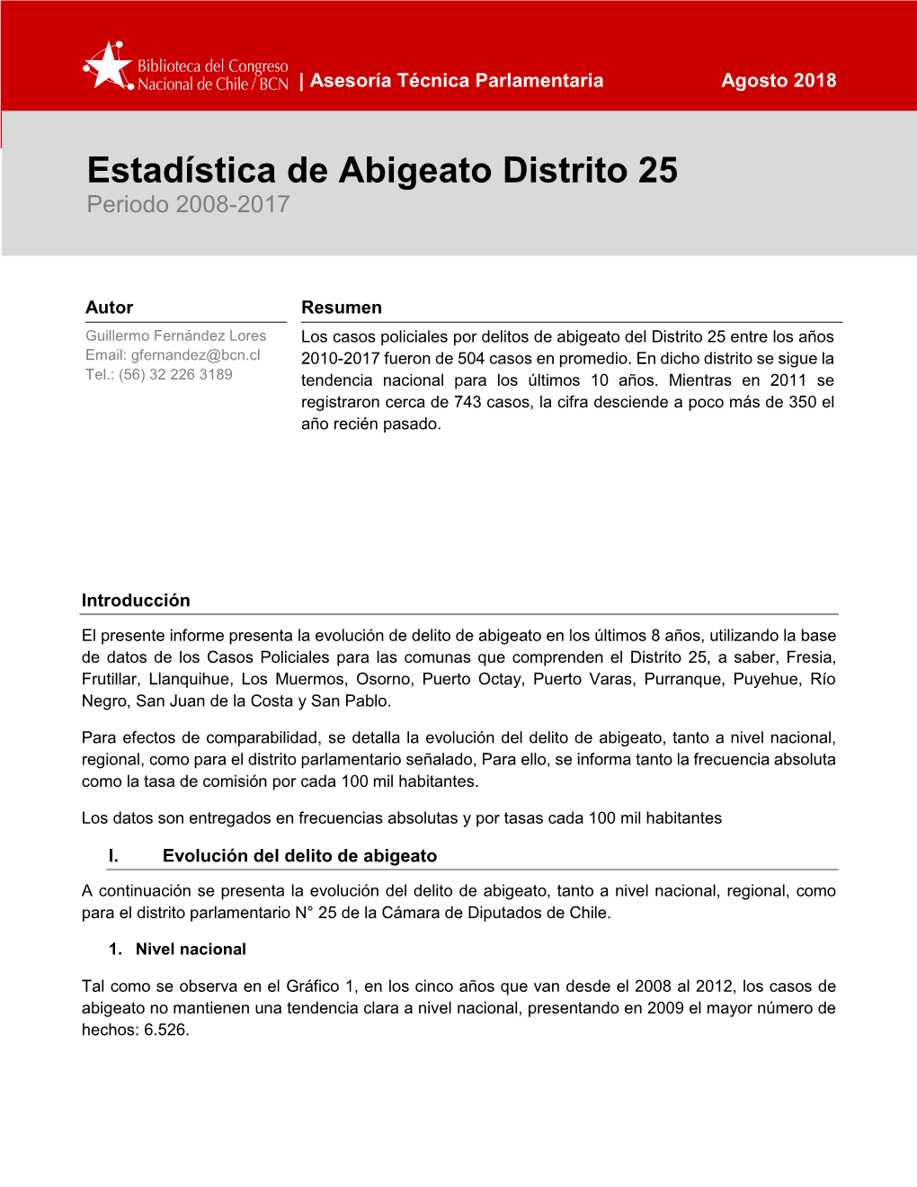 Estadística De Abigeato Distrito 25 Periodo 2008-2017