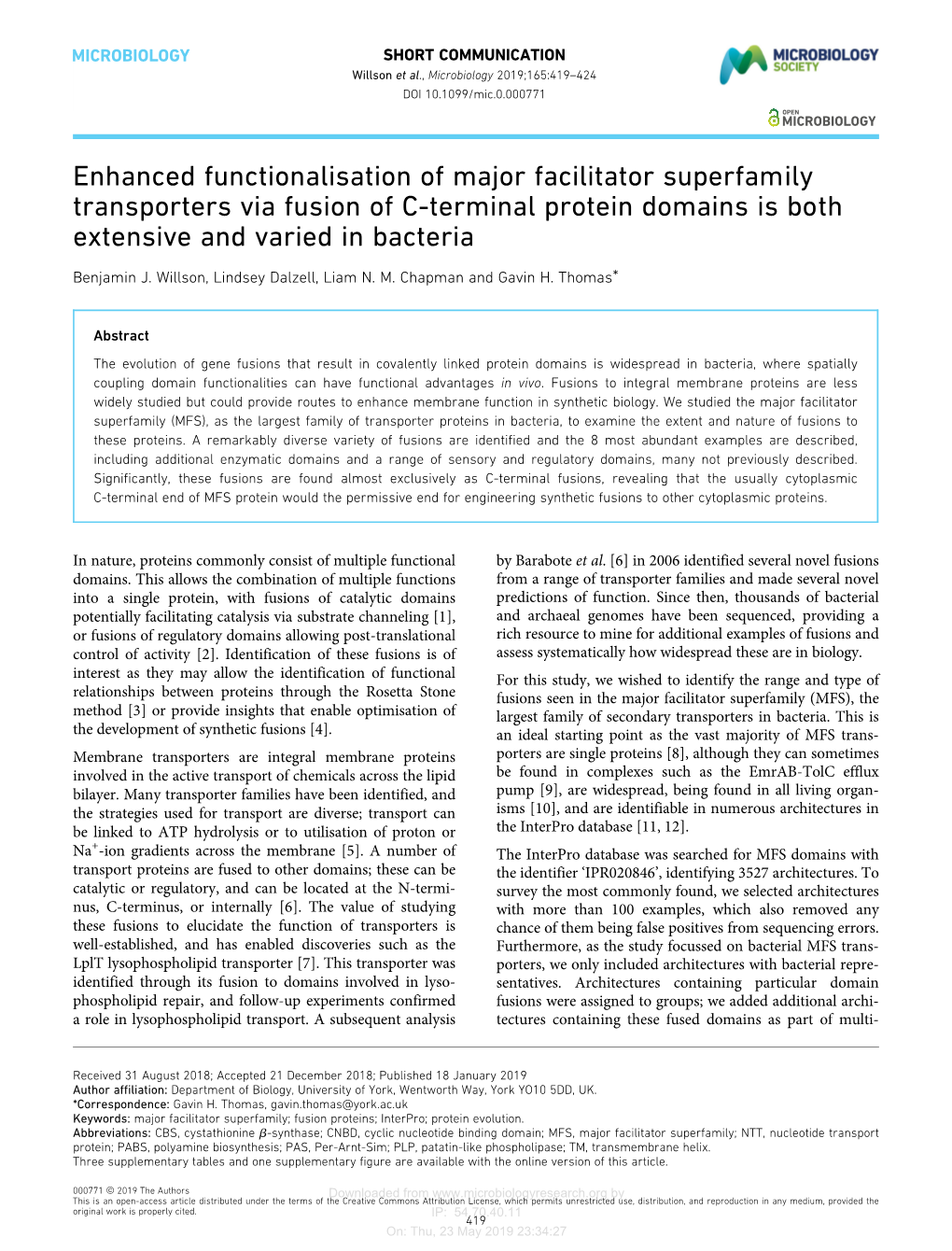 Enhanced Functionalisation of Major Facilitator Superfamily Transporters Via Fusion of C-Terminal Protein Domains Is Both Extensive and Varied in Bacteria