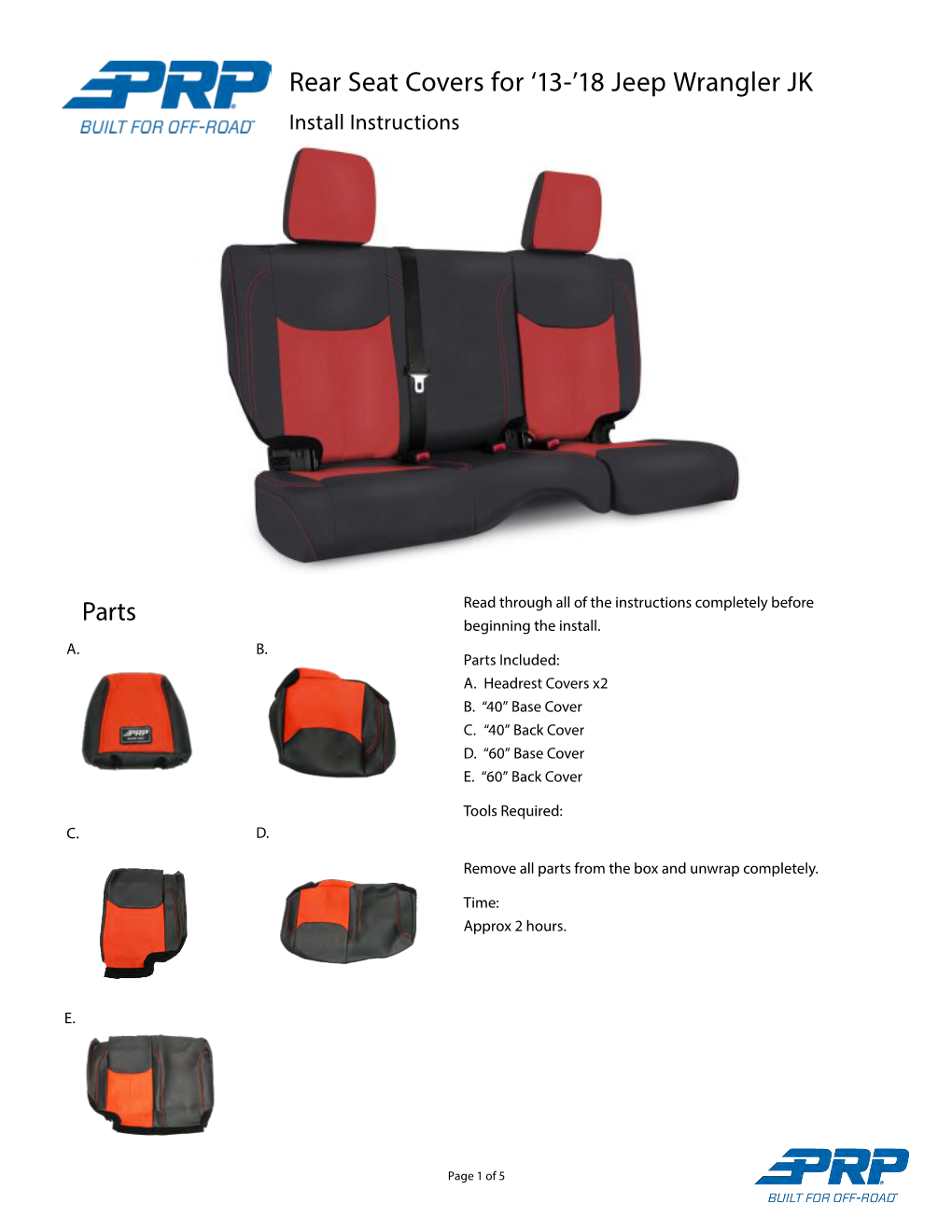 Rear Seat Covers for '13-'18 Jeep Wrangler JK