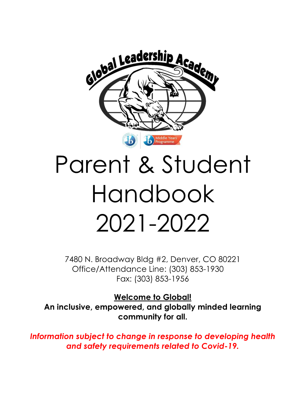 Parent & Student Handbook 2021-2022