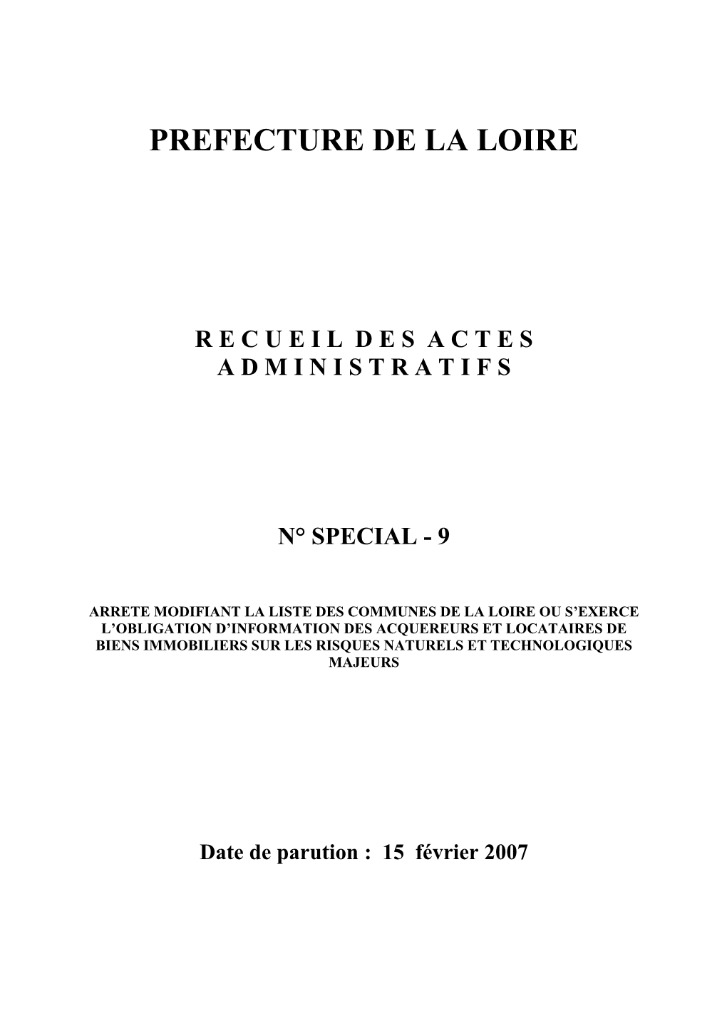 RAA Spéc N° 9 Du 15 02 07