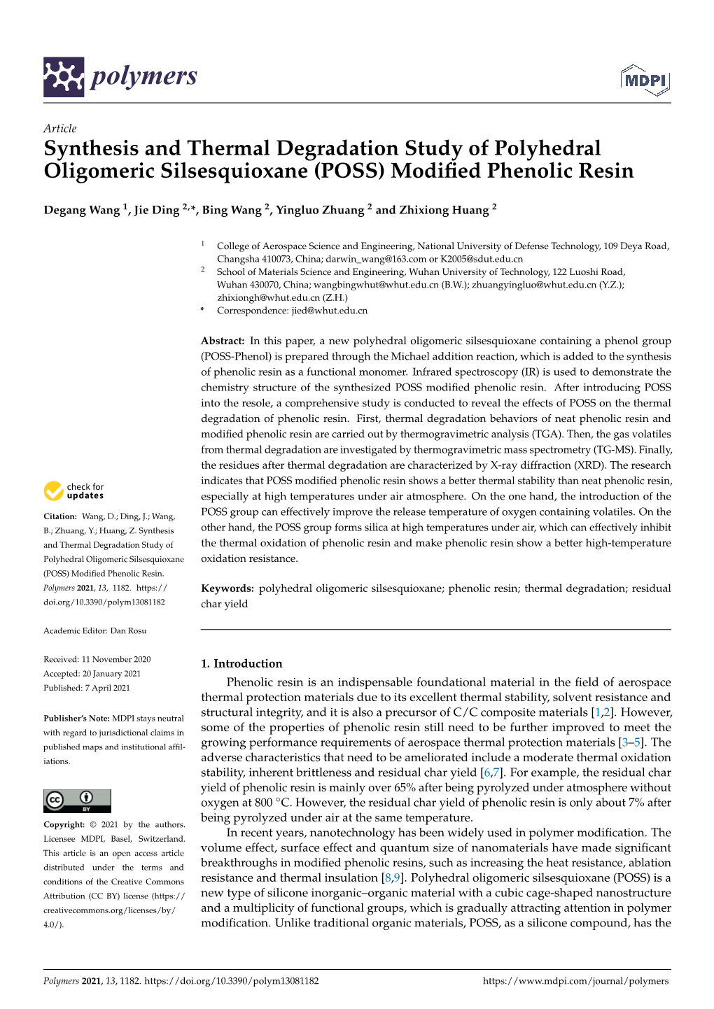 (POSS) Modified Phenolic Resin