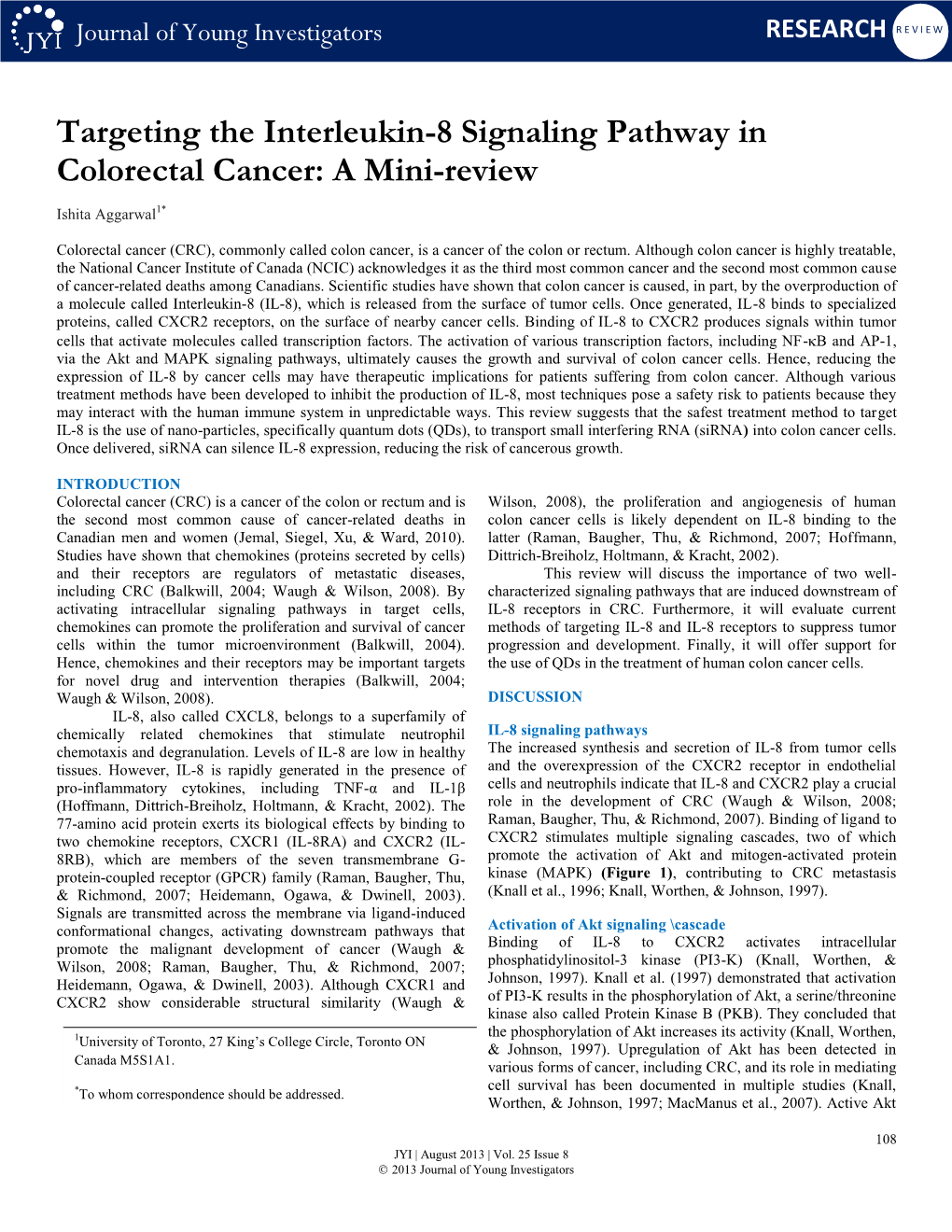 Targeting the Interleukin-8 Signaling Pathway in Colorectal Cancer: a Mini-Review