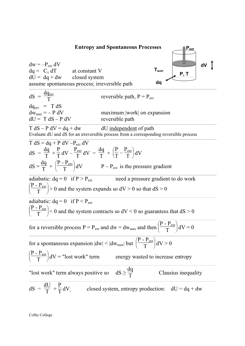 Entropy and Spontaneous Processes Pext