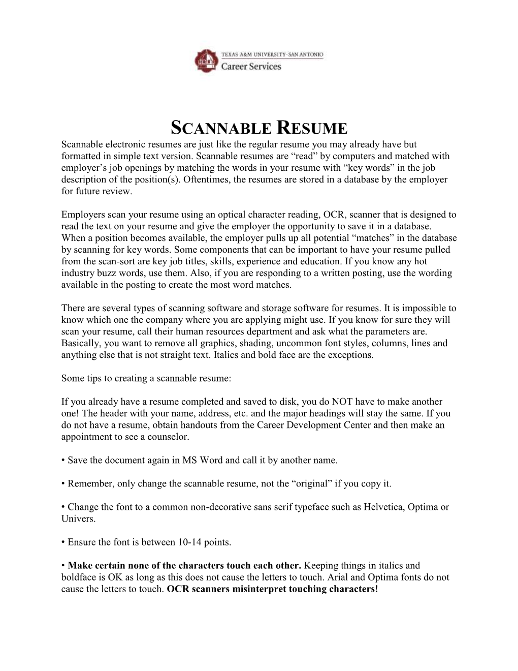 Creating a Scannable Resume