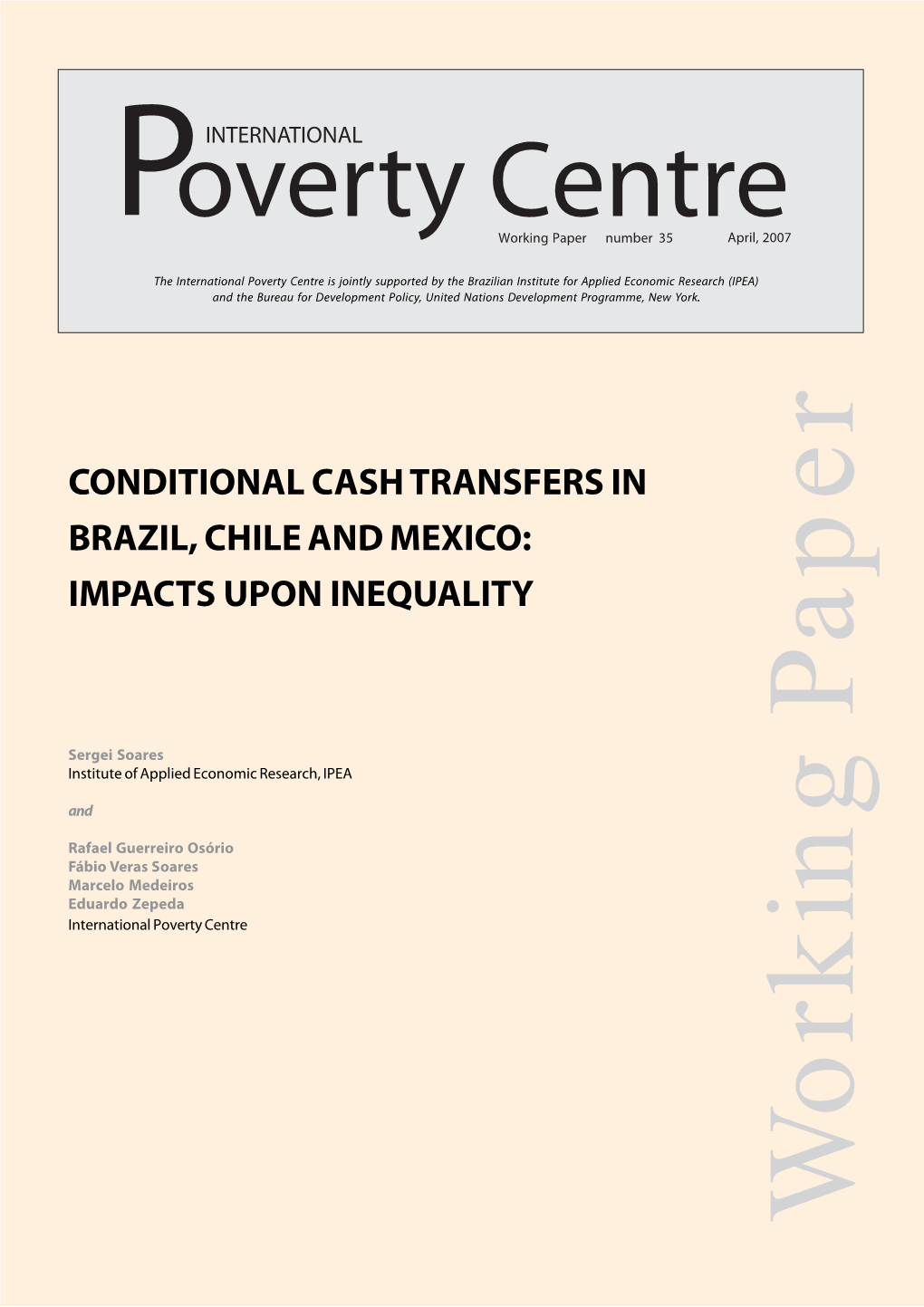 Conditional Cash Transfers in Brazil, Chile and Mexico