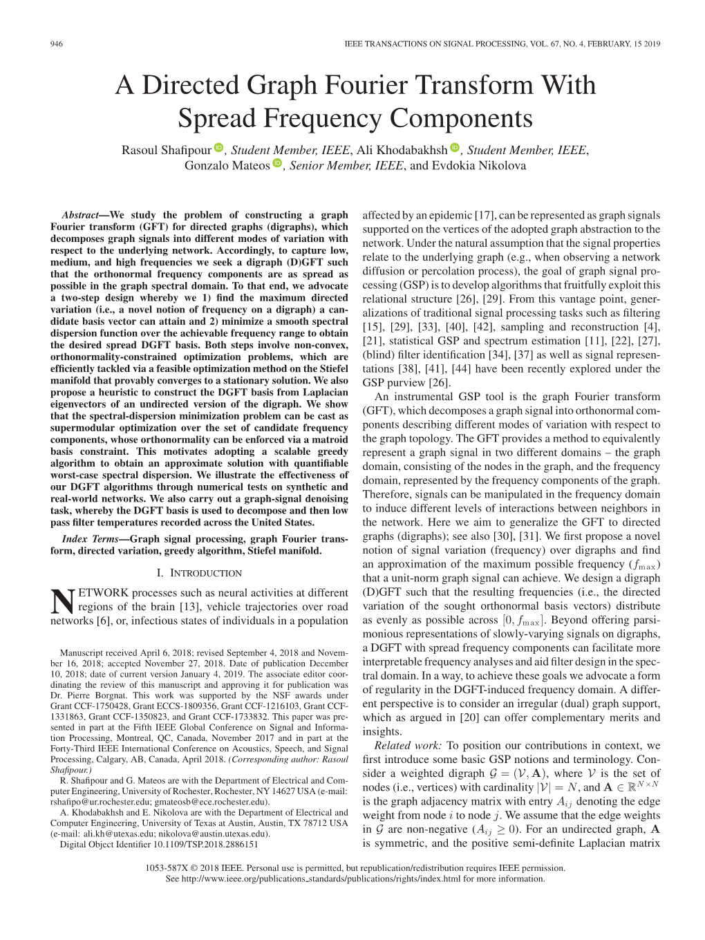 A Directed Graph Fourier Transform with Spread Frequency Components