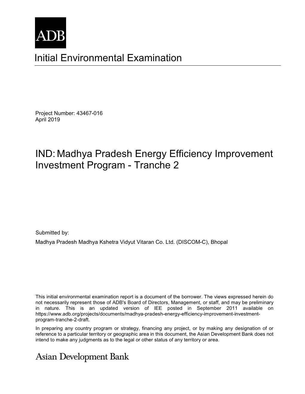 Madhya Pradesh Energy Efficiency Improvement Investment Program - Tranche 2