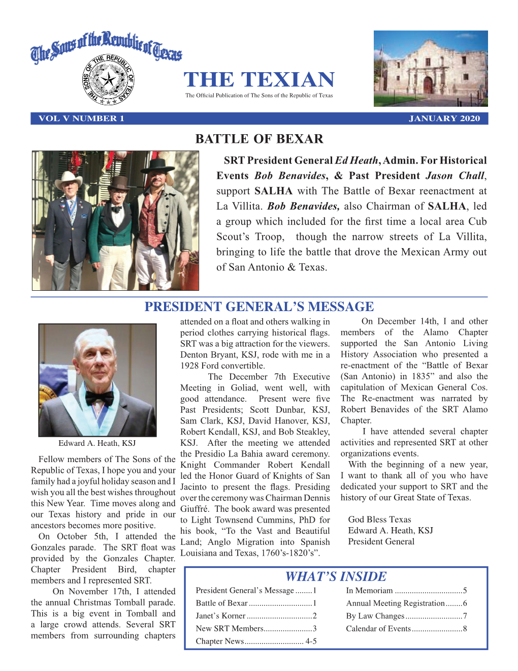 The Texian the Official Publication of the Sons of the Republic of Texas