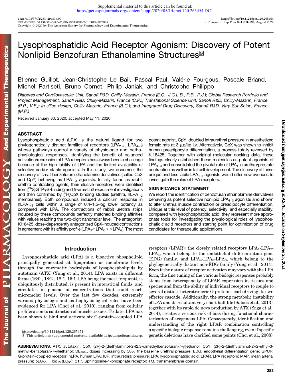 Lysophosphatidic Acid Receptor Agonism: Discovery of Potent Nonlipid Benzofuran Ethanolamine Structures S