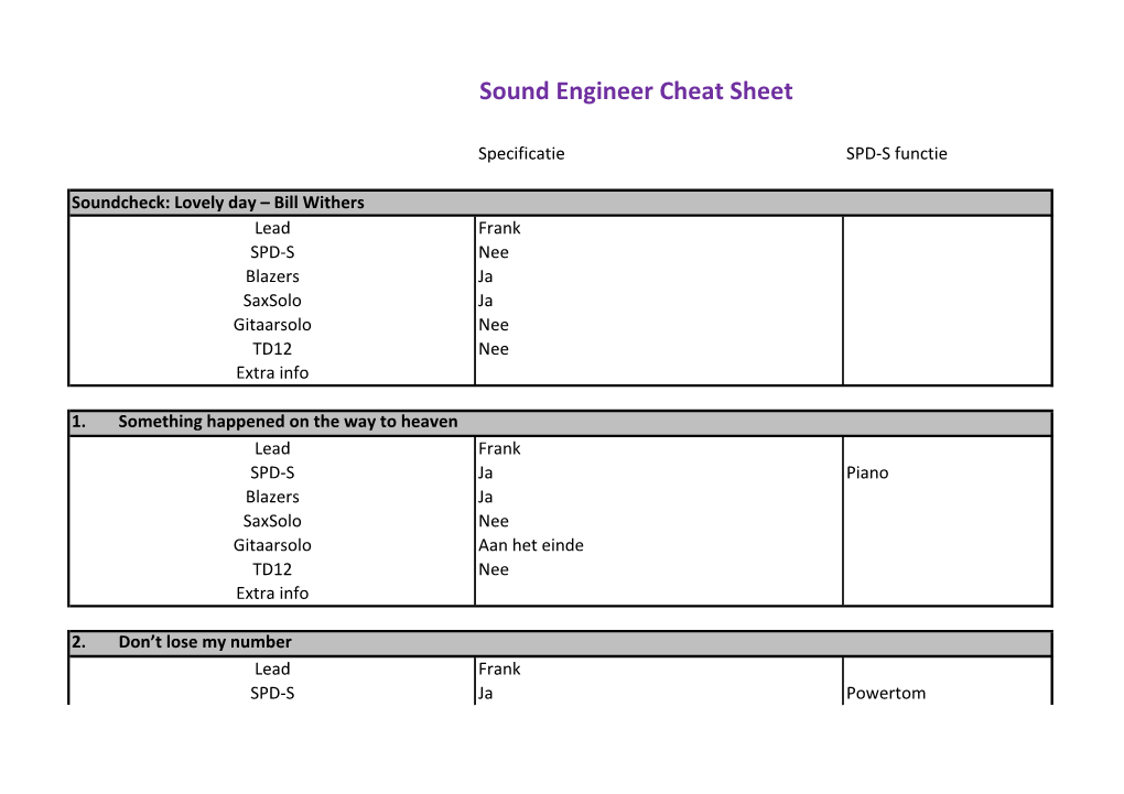 Sound Engineer Cheat Sheet