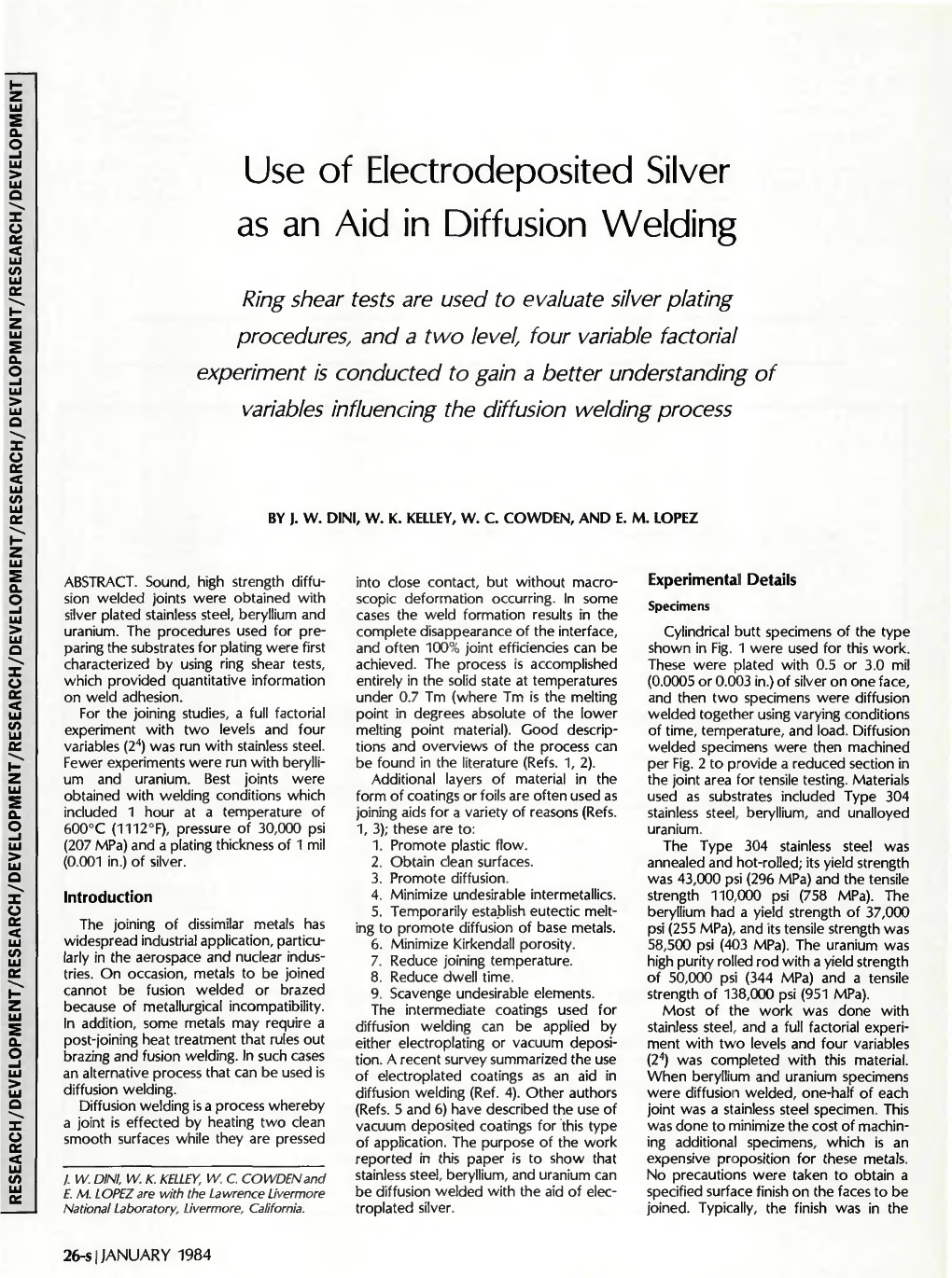 Use of Electrodeposited Silver As an Aid in Diffusion Welding