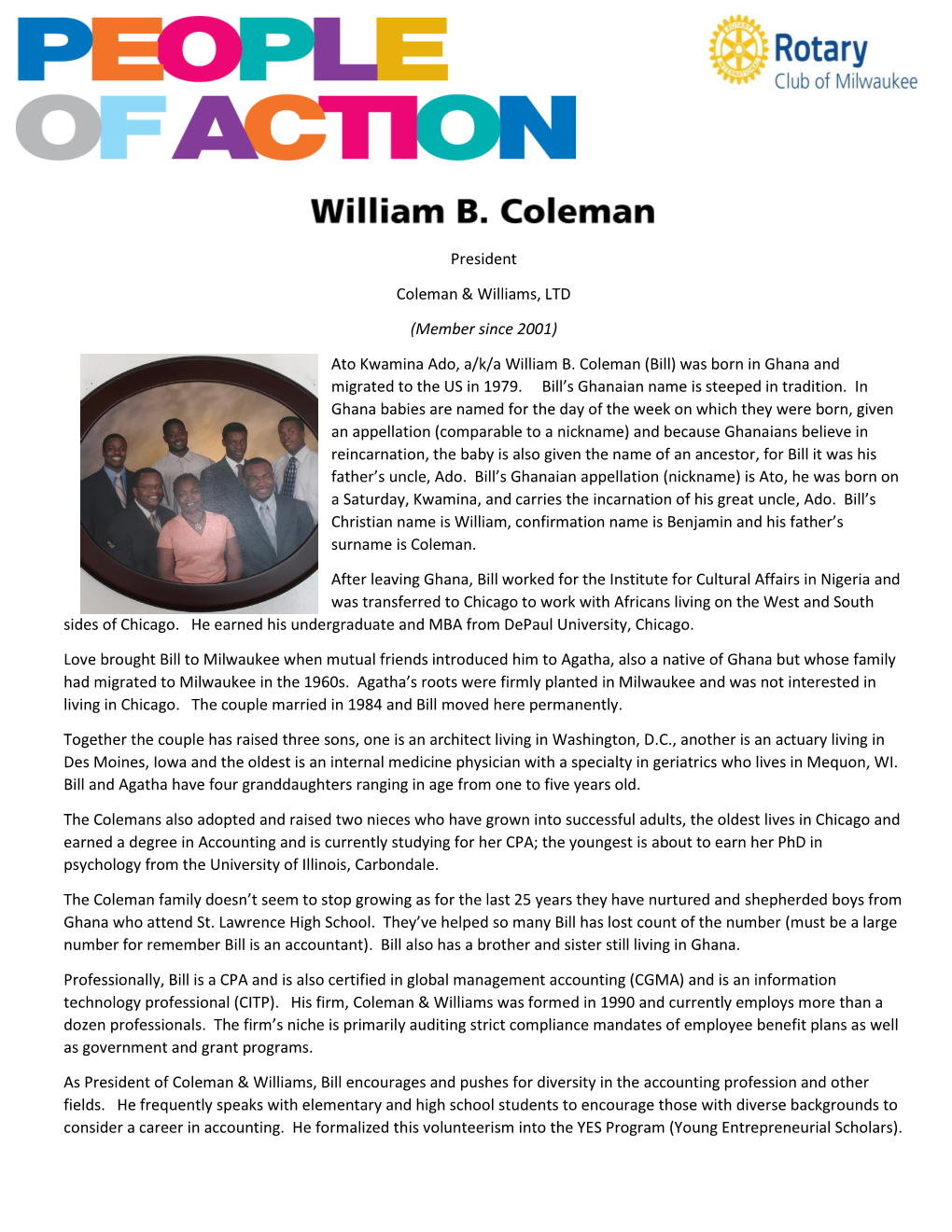 President Coleman & Williams