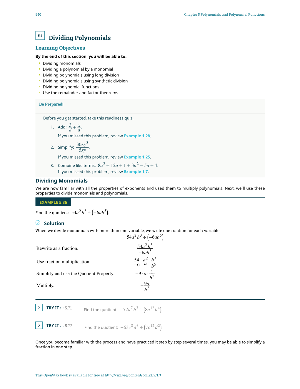 Dividing Polynomials