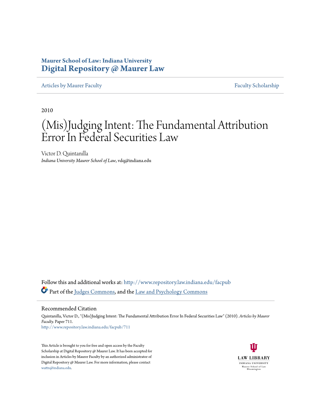 The Fundamental Attribution Error in Federal Securities Law