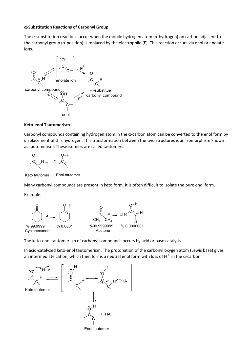 Α-Hydrogen) on Carbon Adjacent to the Carbonyl Group (Α-Position) Is Replaced by the Electrophile (E)