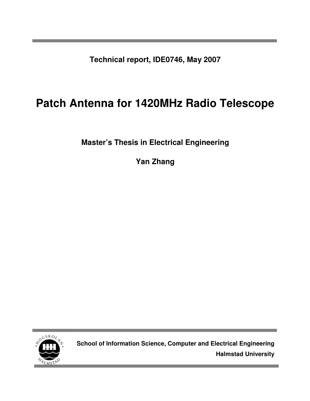 Patch Antenna for 1420Mhz Radio Telescope