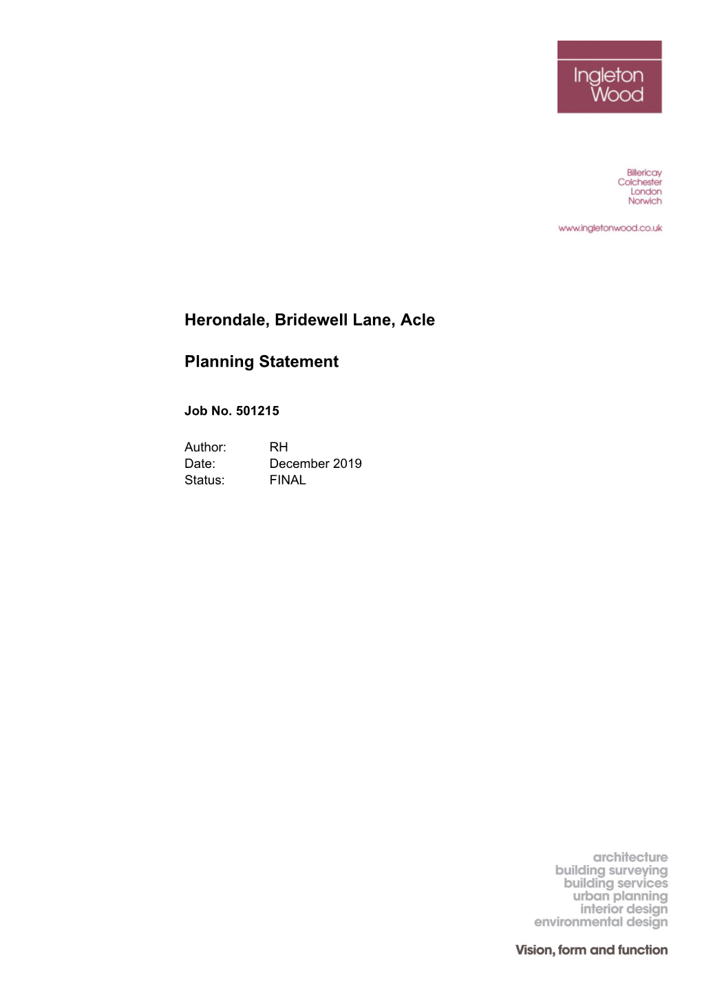 Herondale, Bridewell Lane, Acle Planning Statement