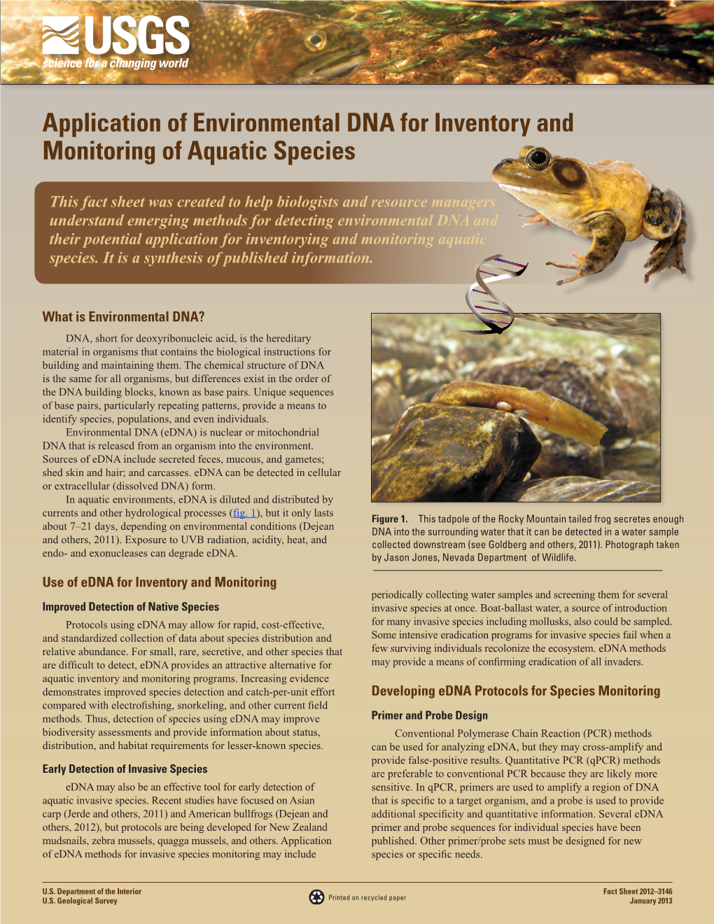 Application of Environmental DNA for Inventory and Monitoring of Aquatic Species