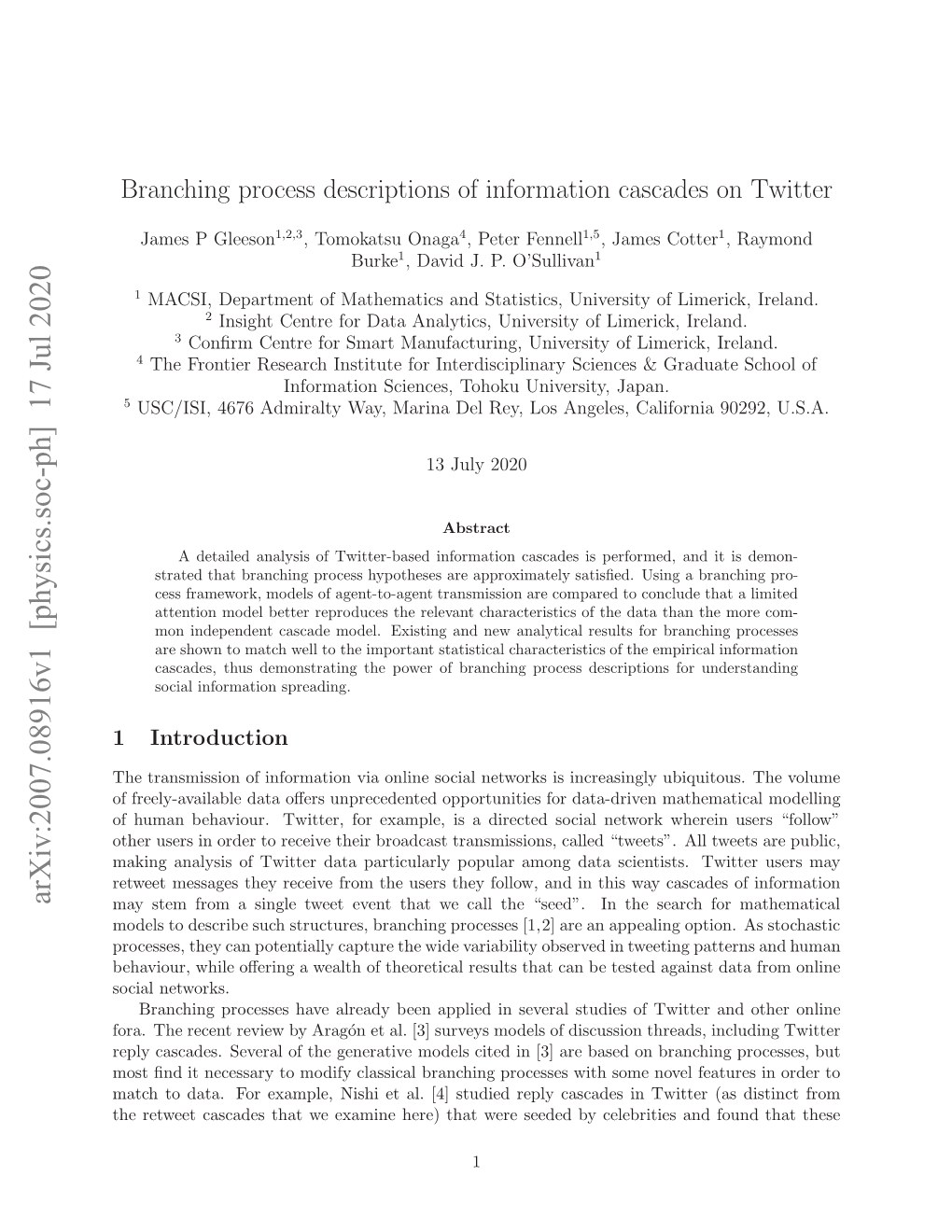 Branching Process Descriptions of Information Cascades on Twitter