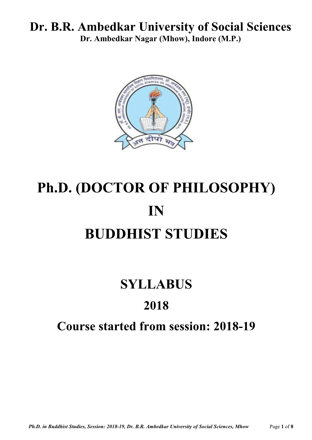 Ph.D. (DOCTOR of PHILOSOPHY) in BUDDHIST STUDIES