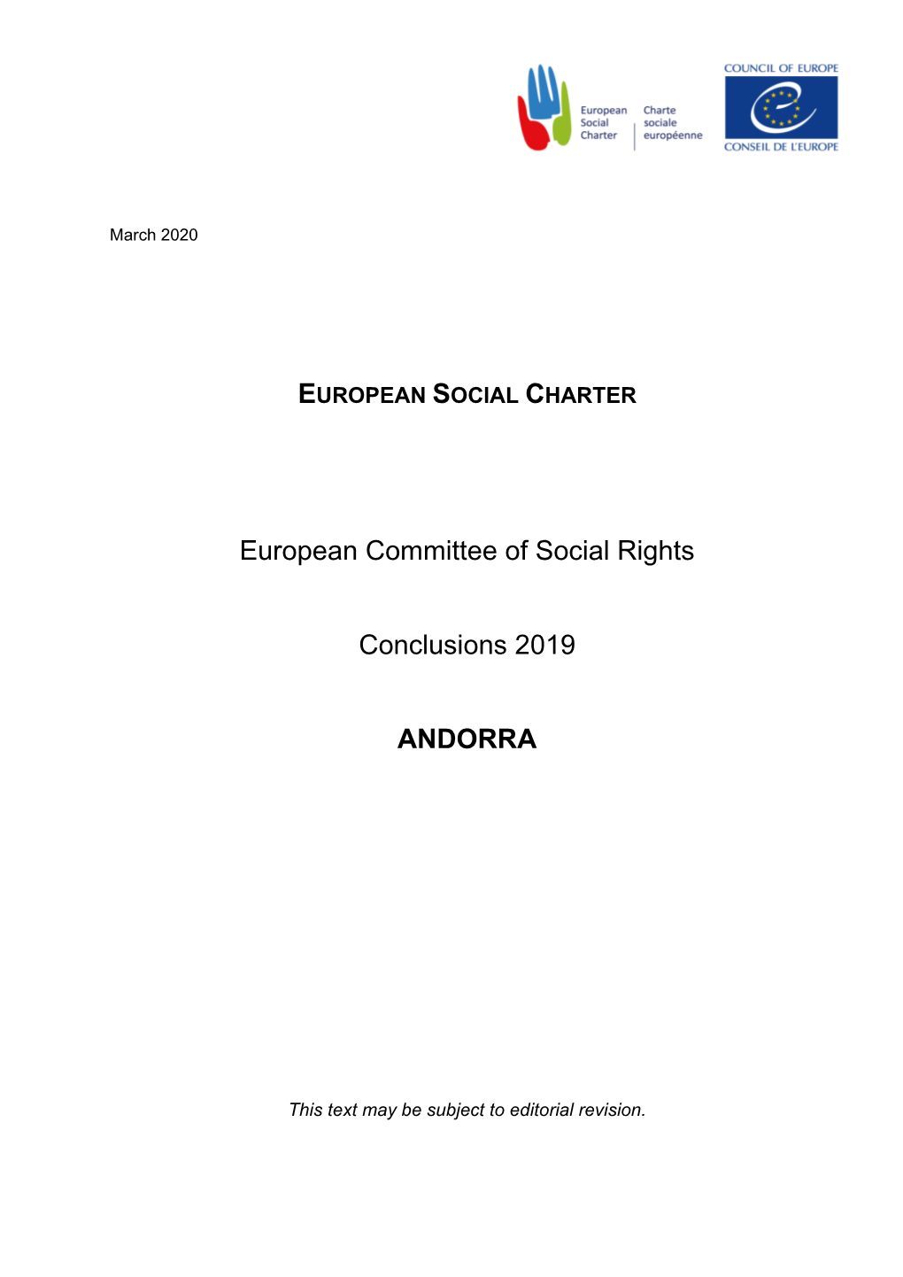 European Committee of Social Rights Conclusions 2019 ANDORRA