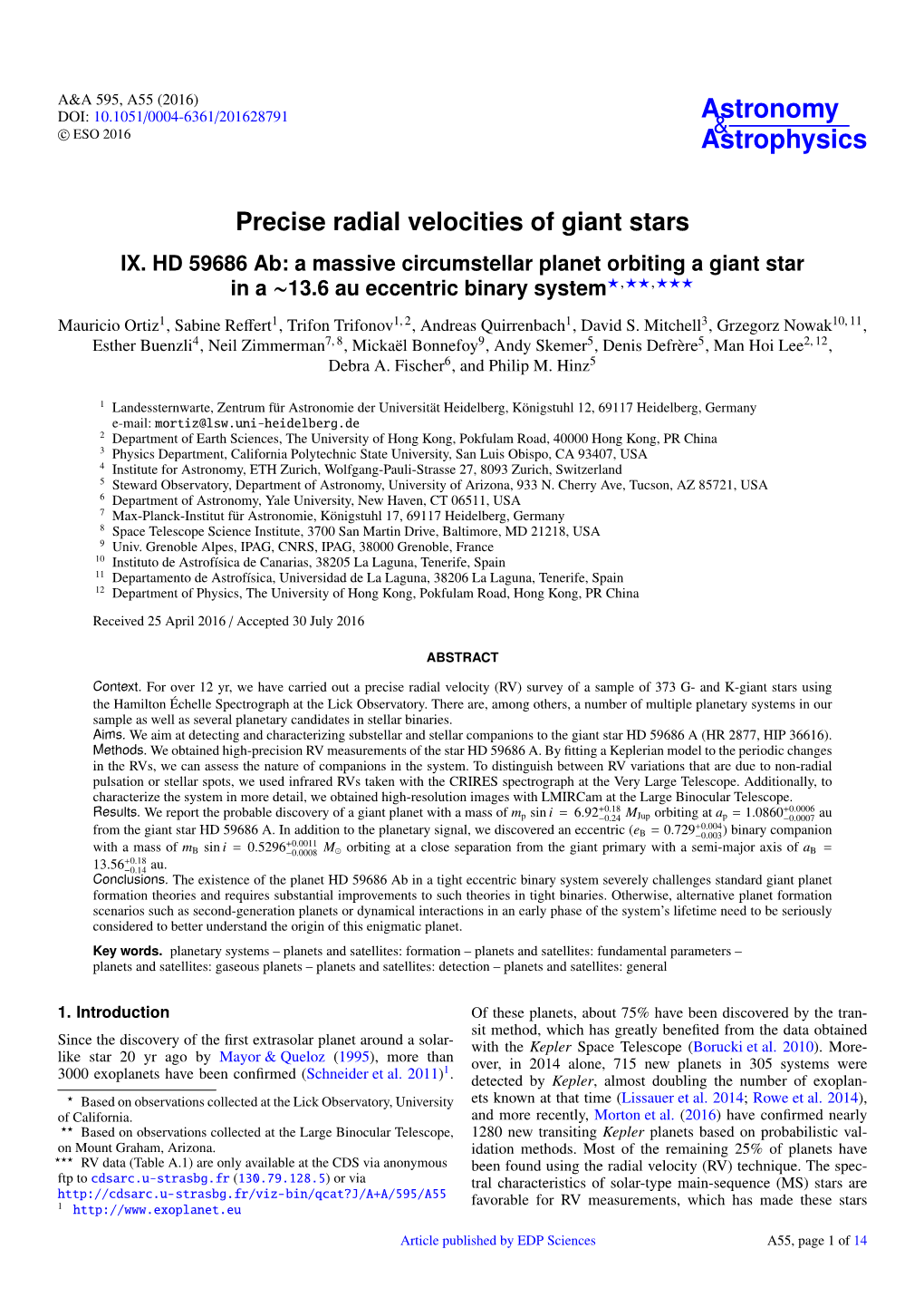 Precise Radial Velocities of Giant Stars IX