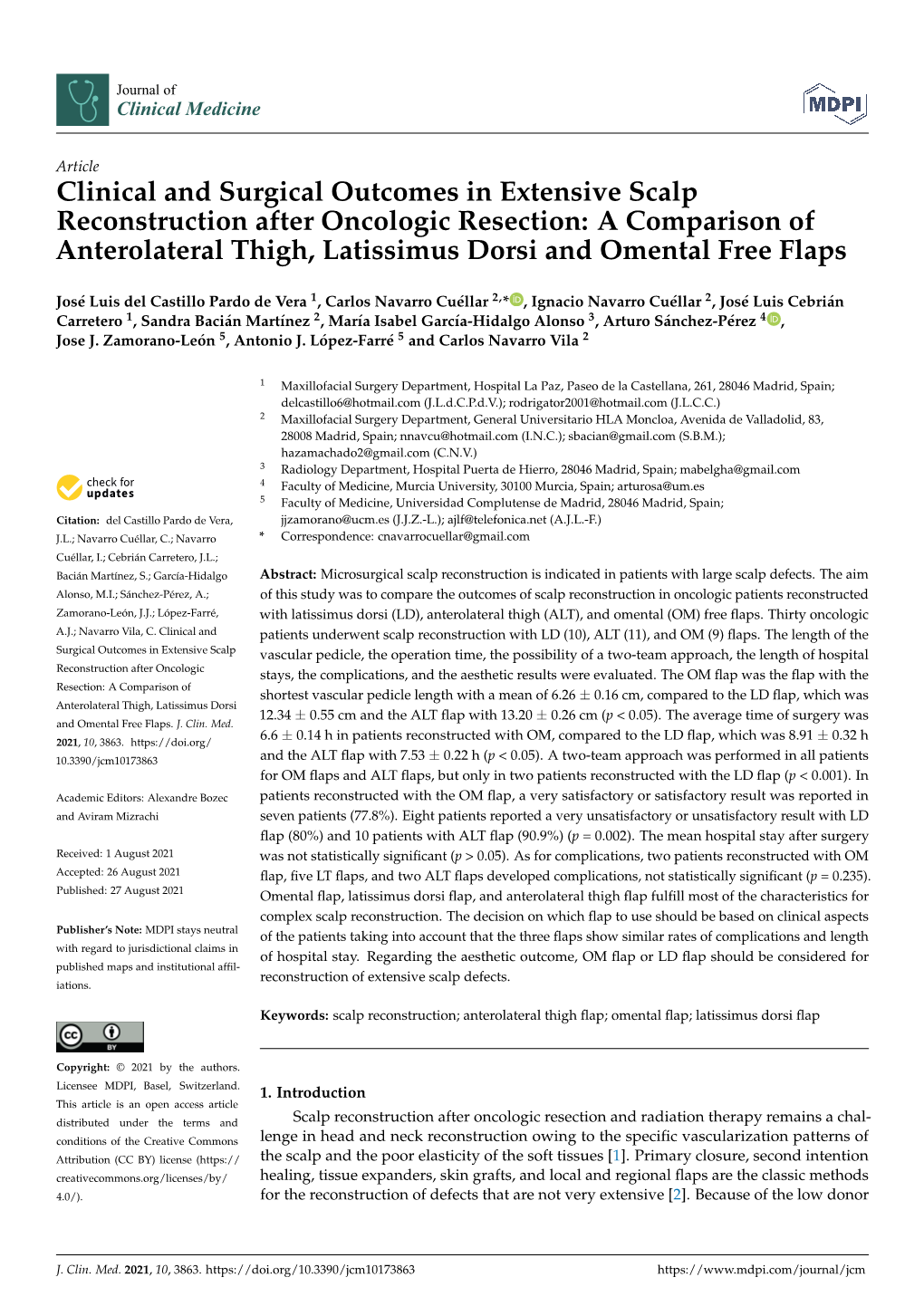 Clinical and Surgical Outcomes in Extensive Scalp Reconstruction