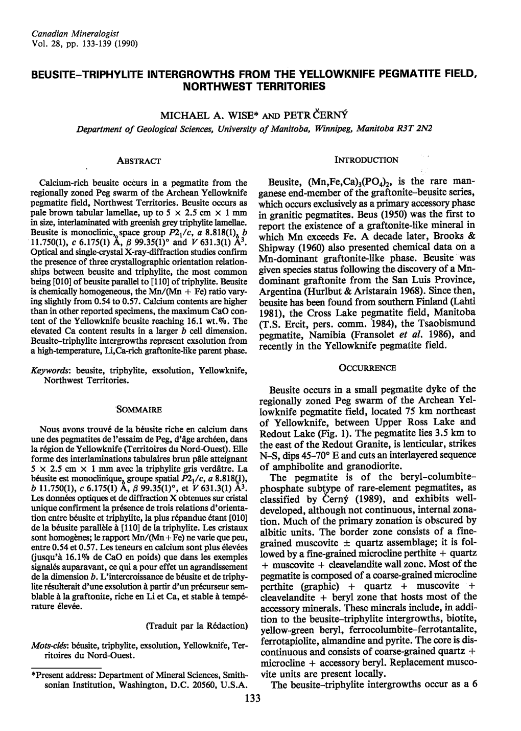 Beusite-Triphylite Intergrowths from The