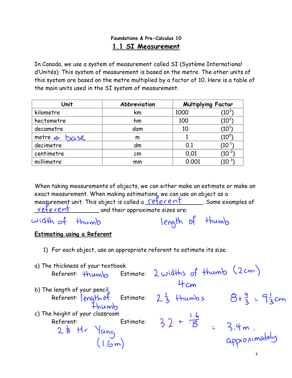 1.1 SI Measurement