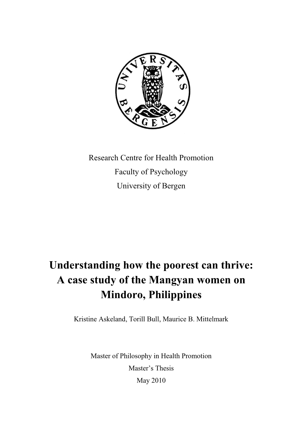 A Case Study of the Mangyan Women on Mindoro, Philippines