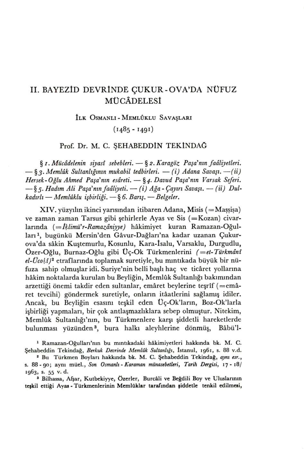 Ii. Bayezid Devrinde Çukur - Ova'da Nüfuz Mücadelesi